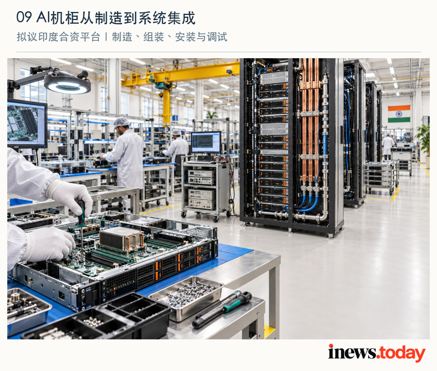 拟议合资平台覆盖机柜制造、供配电、液冷以及安装调试；图为通用工厂集成示意。