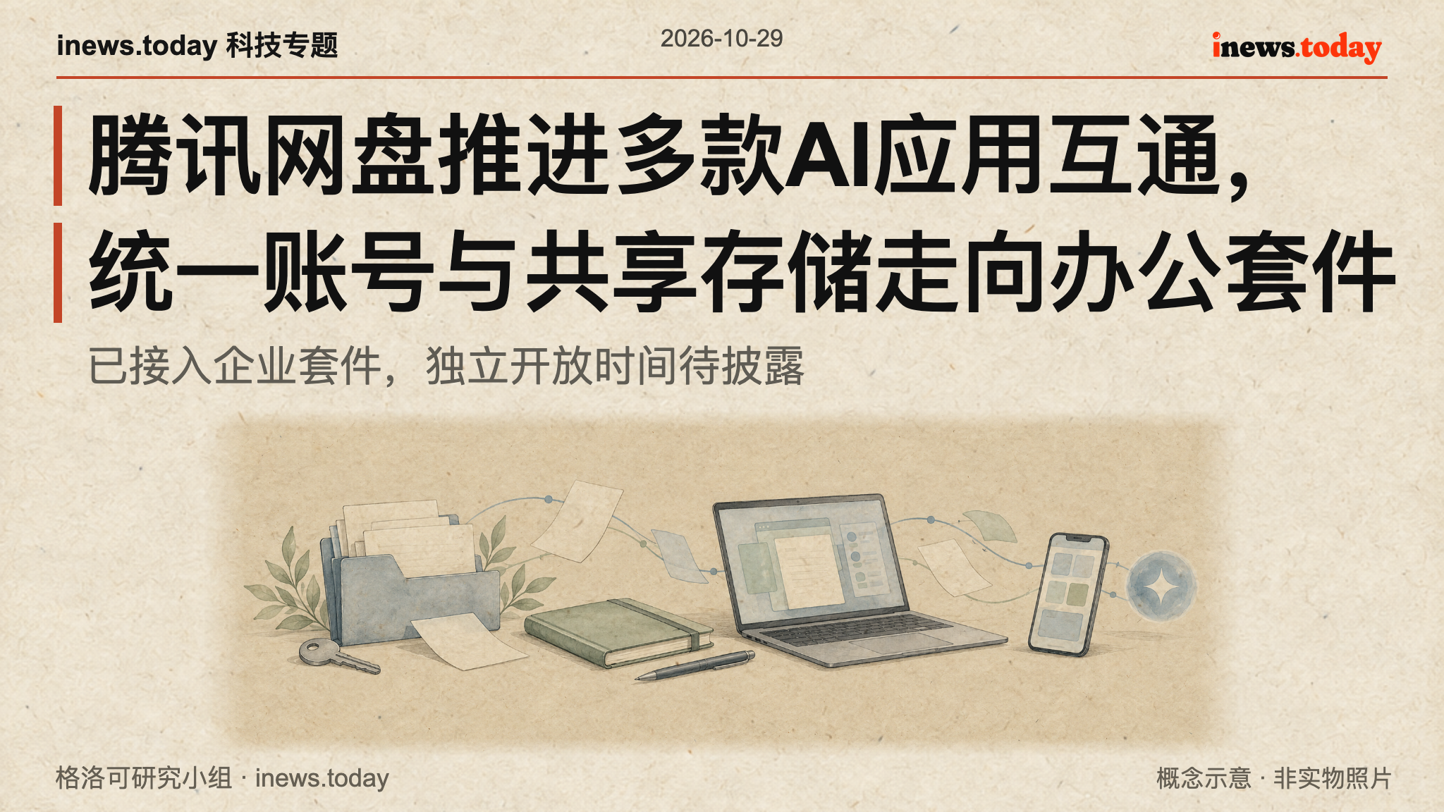 共享工作资料与账号授权连接办公应用的概念示意