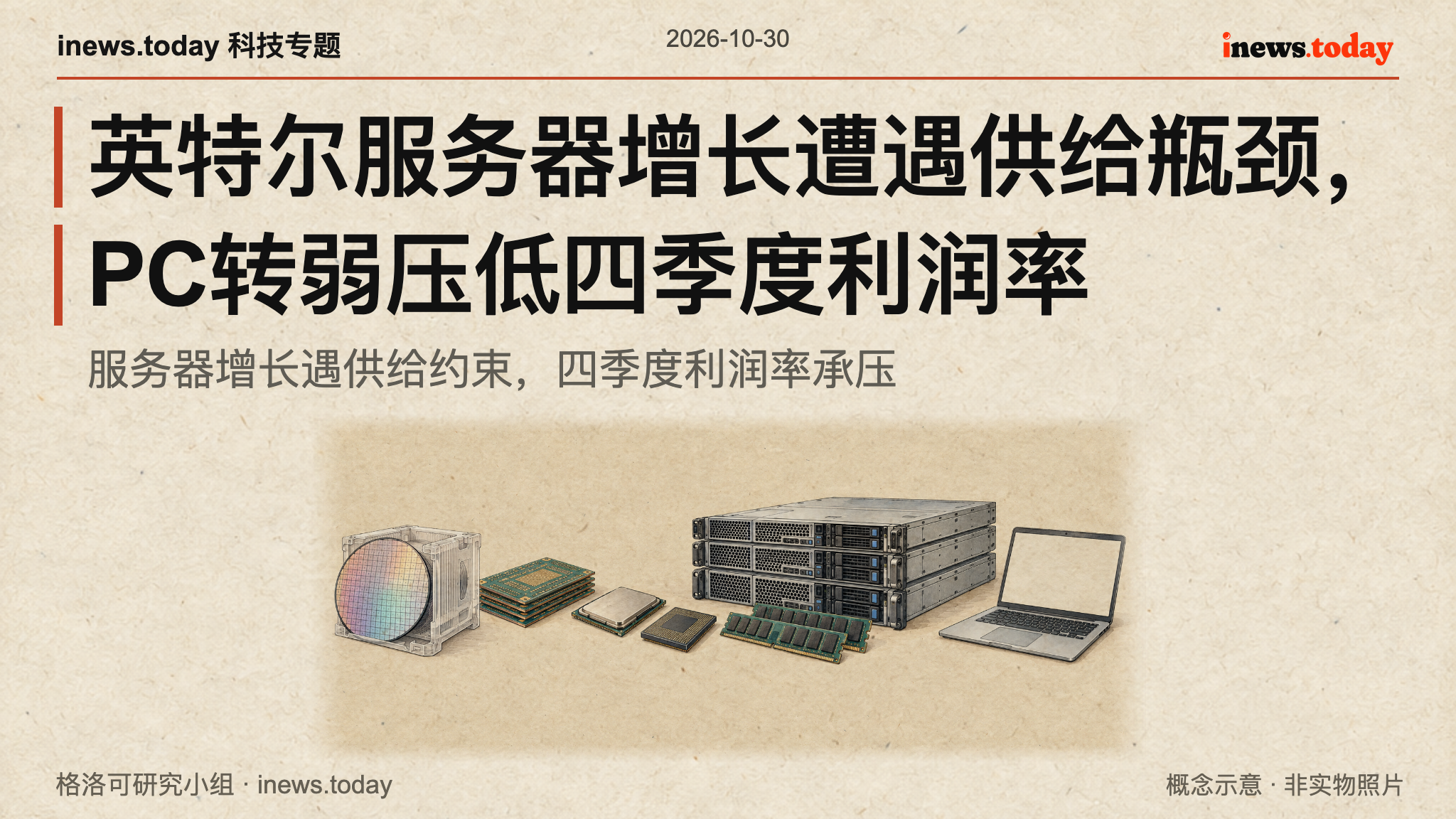 晶圆、封装基板与内存连接服务器和笔记本的概念示意